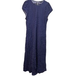 J Crew Womens Dress Size 22 Navy Blue White Polka Dot Midi Short Sleeve